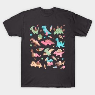 Pastel Sweet Ice Cream Dinosaurs T-Shirt